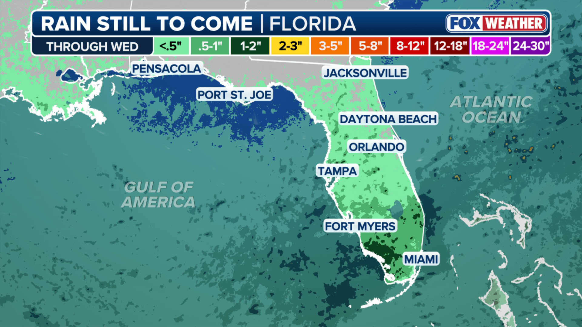 Detailed Map Of Florida Gulf Coast Gulf Rain QPF 